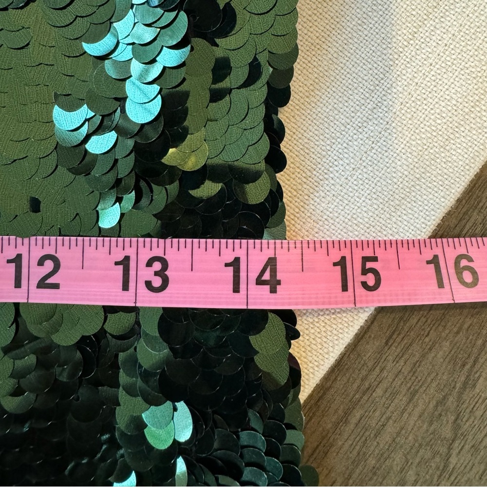 H&M Gold Label Long Sleeve Ombre Sequin Dress Green Black Size 4 - Picture 11 of 13